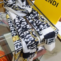 FENDI 芬迪 走秀新款鏈條拼色羊絨羊絨圍巾