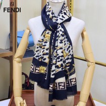 FENDI 芬迪 走秀新款鏈條拼色羊絨羊絨圍巾