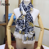 FENDI 芬迪 走秀新款鏈條拼色羊絨羊絨圍巾