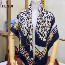 FENDI 芬迪 走秀新款鏈條拼色羊絨羊絨圍巾