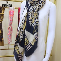 FENDI 芬迪 走秀新款鏈條拼色羊絨羊絨圍巾