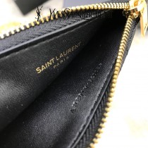 YSL 607915-01 原版皮聖羅蘭MONOGRAM拉鏈卡包