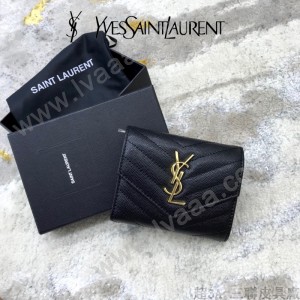 YSL 403943-01  原版皮聖羅蘭MONOGRAM三折短款錢包