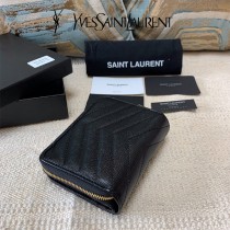 YSL  403723-01 原版皮聖羅蘭SLP 短款圓狀拉鏈錢夾