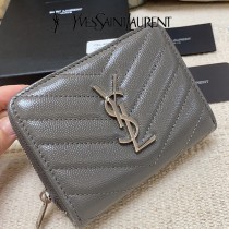 YSL  403723-04 原版皮聖羅蘭SLP 短款圓狀拉鏈錢夾