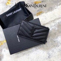 YSL 607915-03 原版皮聖羅蘭MONOGRAM拉鏈卡包