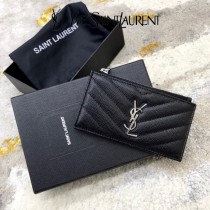 YSL 607915-02 原版皮聖羅蘭MONOGRAM拉鏈卡包