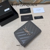 YSL  403723-04 原版皮聖羅蘭SLP 短款圓狀拉鏈錢夾