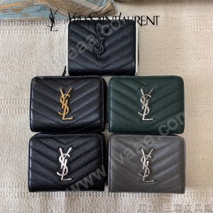 YSL  403723-04 原版皮聖羅蘭SLP 短款圓狀拉鏈錢夾