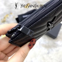 YSL 607915-03 原版皮聖羅蘭MONOGRAM拉鏈卡包