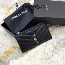 YSL 607915-02 原版皮聖羅蘭MONOGRAM拉鏈卡包