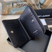 YSL  403723-01 原版皮聖羅蘭SLP 短款圓狀拉鏈錢夾