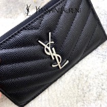 YSL 607915-02 原版皮聖羅蘭MONOGRAM拉鏈卡包