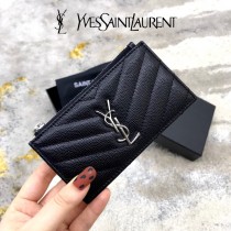 YSL 607915-02 原版皮聖羅蘭MONOGRAM拉鏈卡包