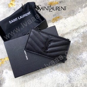 YSL 607915-03 原版皮聖羅蘭MONOGRAM拉鏈卡包