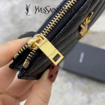 YSL 607915-01 原版皮聖羅蘭MONOGRAM拉鏈卡包