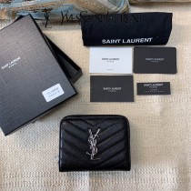 YSL  403723-02 原版皮聖羅蘭SLP 短款圓狀拉鏈錢夾