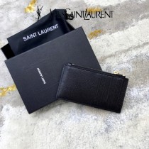 YSL 607915-01 原版皮聖羅蘭MONOGRAM拉鏈卡包