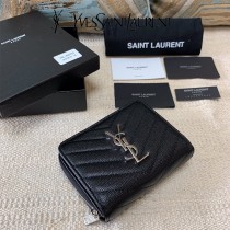 YSL  403723-02 原版皮聖羅蘭SLP 短款圓狀拉鏈錢夾