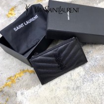 YSL 607915-03 原版皮聖羅蘭MONOGRAM拉鏈卡包