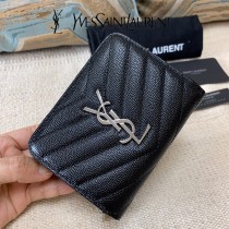 YSL  403723-01 原版皮聖羅蘭SLP 短款圓狀拉鏈錢夾