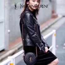 YSL  610436-01  原版皮聖羅蘭 新款可愛的圓形迷妳肩背斜挎包