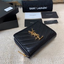 YSL  403723-01 原版皮聖羅蘭SLP 短款圓狀拉鏈錢夾