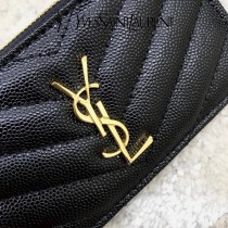 YSL 607915-01 原版皮聖羅蘭MONOGRAM拉鏈卡包