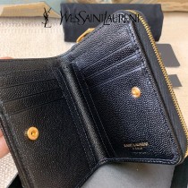 YSL  403723-01 原版皮聖羅蘭SLP 短款圓狀拉鏈錢夾