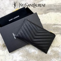 YSL 504922-01  原版皮聖羅蘭MONOGRAM魚子醬手拿包原版小牛皮