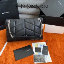 YSL 577476-004  原版皮聖羅蘭LOULOUPUFFER大號絎縫平面小羊皮包