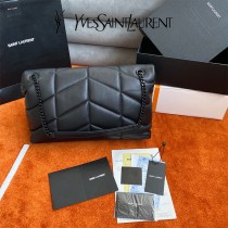 YSL 577476-002  原版皮聖羅蘭LOULOUPUFFER大號絎縫平面小羊皮包