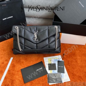 YSL 577476-004  原版皮聖羅蘭LOULOUPUFFER大號絎縫平面小羊皮包