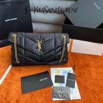 YSL 577476-003  原版皮聖羅蘭LOULOUPUFFER大號絎縫平面小羊皮包