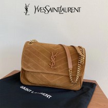 YSL  498894  原版皮聖羅蘭新款  麂皮配牛皮niki郵差包