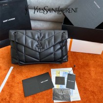 YSL 577476-002  原版皮聖羅蘭LOULOUPUFFER大號絎縫平面小羊皮包