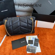 YSL 577476-003  原版皮聖羅蘭LOULOUPUFFER大號絎縫平面小羊皮包