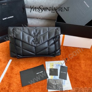 YSL 577476-002  原版皮聖羅蘭LOULOUPUFFER大號絎縫平面小羊皮包