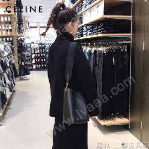 CELINE塞琳原單 650 SANGLE BUCKET小號柔軟粒面小牛皮小號水桶包