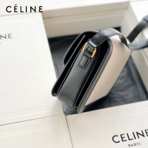 CELINE塞琳原單 666 TRIOMPHE 中號 織物面料拼接小牛皮肩背包郵差包