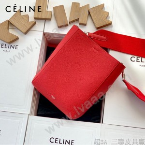 CELINE塞琳原單 650 SANGLE BUCKET小號柔軟粒面小牛皮小號水桶包