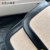 CELINE塞琳原單 666 TRIOMPHE 中號 織物面料拼接小牛皮肩背包郵差包
