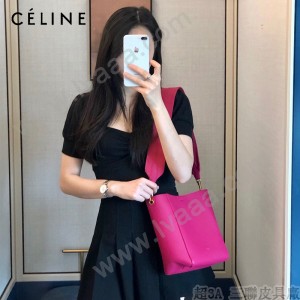 CELINE塞琳原單 650 SANGLE BUCKET小號柔軟粒面小牛皮小號水桶包
