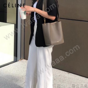 CELINE塞琳原單 650 SANGLE BUCKET小號柔軟粒面小牛皮小號水桶包