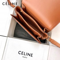 CELINE塞琳原單 666 TRIOMPHE 中號 織物面料拼接小牛皮肩背包郵差包