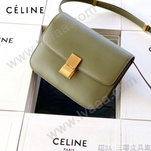 CELINE塞琳原單  CLASSIC 中號 細橫紋小牛皮小號豆腐包