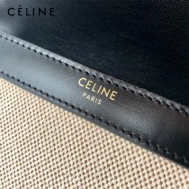 CELINE塞琳原單 666 TRIOMPHE 中號 織物面料拼接小牛皮肩背包郵差包