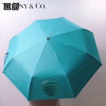 Tiffany蒂芙尼 最新藍色手柄配高檔圓桶包裝自動雨傘遮陽傘