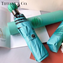 Tiffany蒂芙尼 最新藍色手柄配高檔圓桶包裝自動雨傘遮陽傘