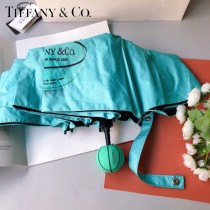 Tiffany蒂芙尼 最新藍色手柄五折口袋傘